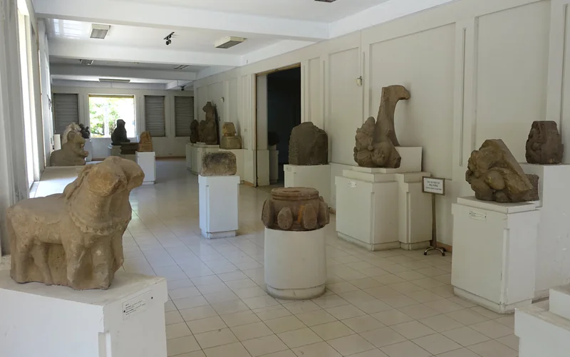 Stone sculptures on display at the Museum of Cham Sculpture in Da Nang